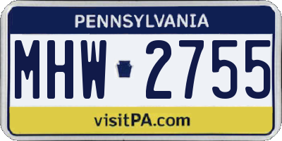 PA license plate MHW2755