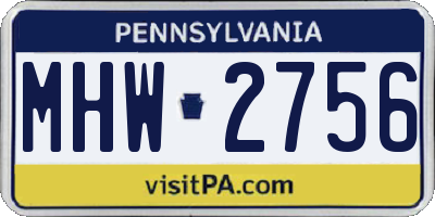 PA license plate MHW2756