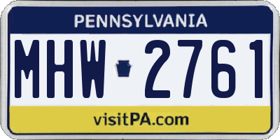 PA license plate MHW2761
