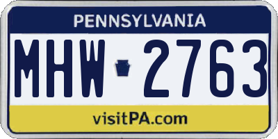 PA license plate MHW2763