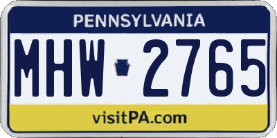 PA license plate MHW2765