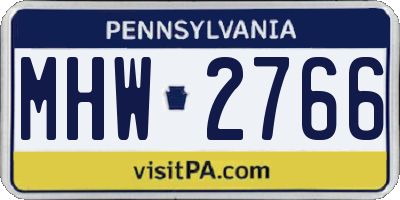 PA license plate MHW2766