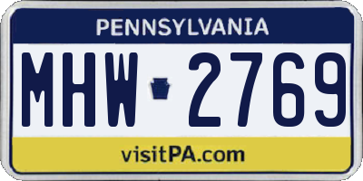 PA license plate MHW2769