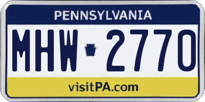 PA license plate MHW2770