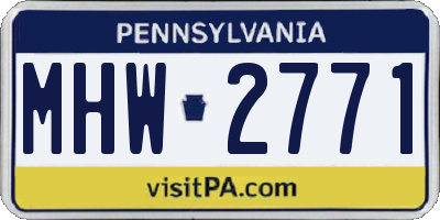 PA license plate MHW2771