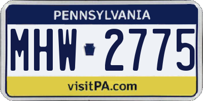 PA license plate MHW2775