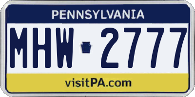 PA license plate MHW2777
