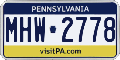 PA license plate MHW2778