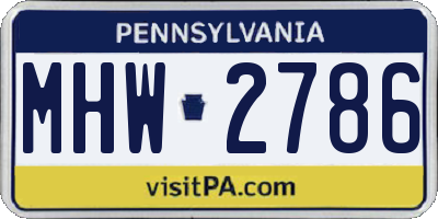PA license plate MHW2786