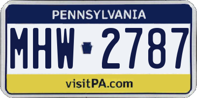 PA license plate MHW2787