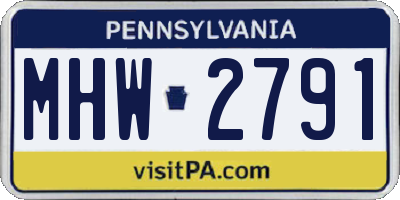 PA license plate MHW2791