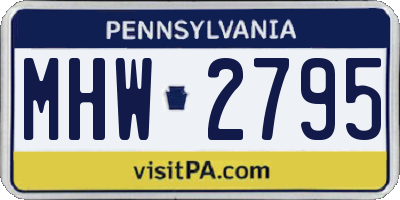 PA license plate MHW2795