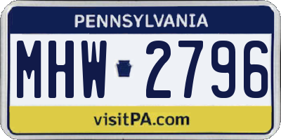 PA license plate MHW2796
