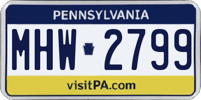 PA license plate MHW2799