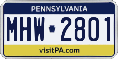 PA license plate MHW2801