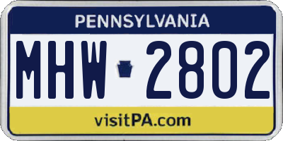 PA license plate MHW2802