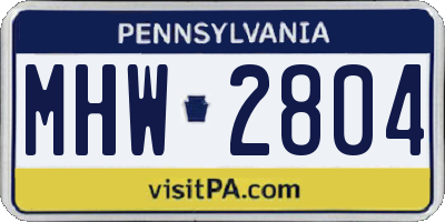 PA license plate MHW2804