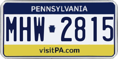 PA license plate MHW2815