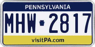 PA license plate MHW2817