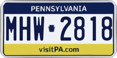 PA license plate MHW2818