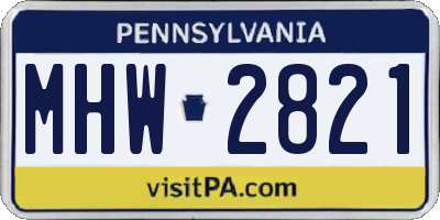 PA license plate MHW2821