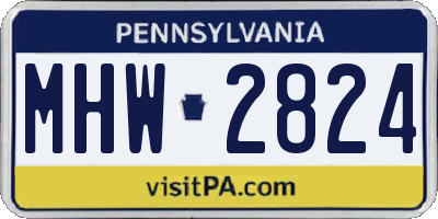 PA license plate MHW2824