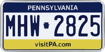 PA license plate MHW2825