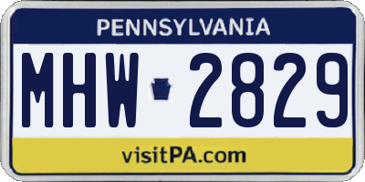 PA license plate MHW2829