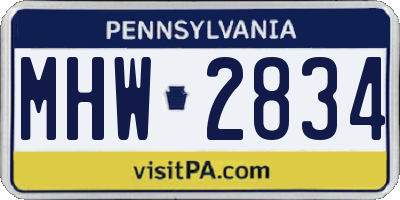 PA license plate MHW2834