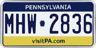 PA license plate MHW2836