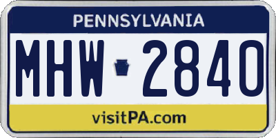 PA license plate MHW2840