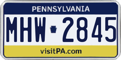 PA license plate MHW2845