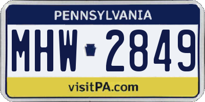 PA license plate MHW2849