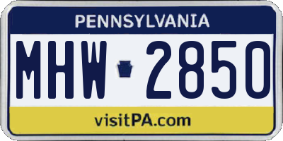 PA license plate MHW2850