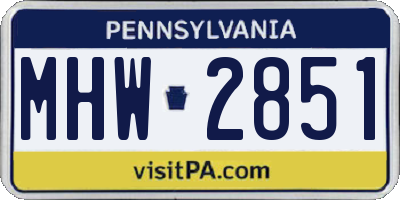 PA license plate MHW2851