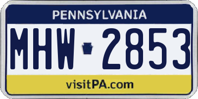 PA license plate MHW2853
