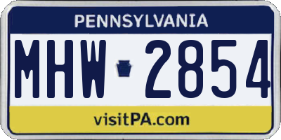 PA license plate MHW2854