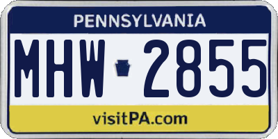 PA license plate MHW2855