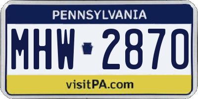 PA license plate MHW2870