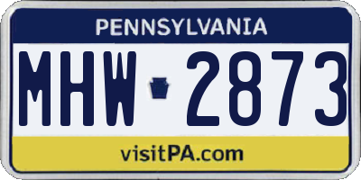 PA license plate MHW2873