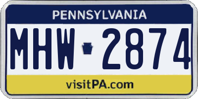 PA license plate MHW2874