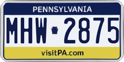 PA license plate MHW2875