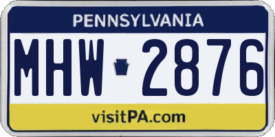 PA license plate MHW2876