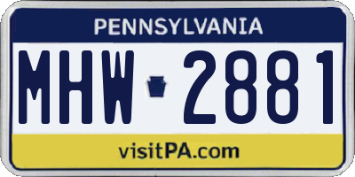 PA license plate MHW2881