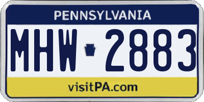 PA license plate MHW2883