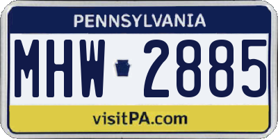 PA license plate MHW2885