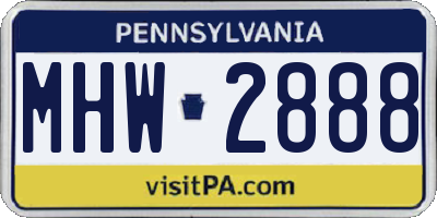 PA license plate MHW2888