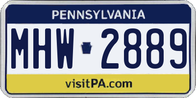 PA license plate MHW2889