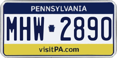 PA license plate MHW2890