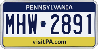 PA license plate MHW2891